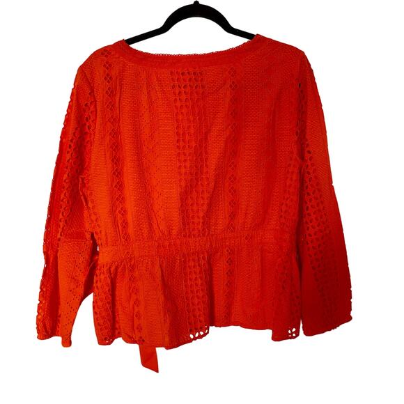 J. Crew resort Orange Eyelet Wrap Top SZ 12 - Picture 3 of 8